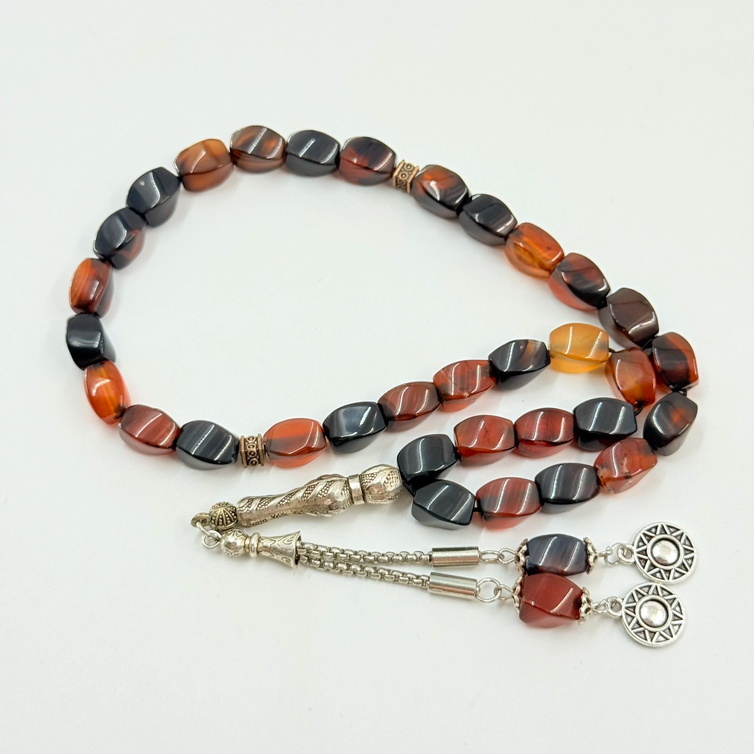 Muslim Prayer Beads 8 * 12mm 33 Agate Twisted Beads Swimming Pool Islamic Bracelet Praises Him Kerbai Imam Subha Taisbiha Rosary