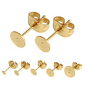 Gold Color Stud Ear Nuts 3mm to 8mm Flat Pads Earring Posts Ear Studs Accessories Stainless Steel Earrings Pin Stud Findings