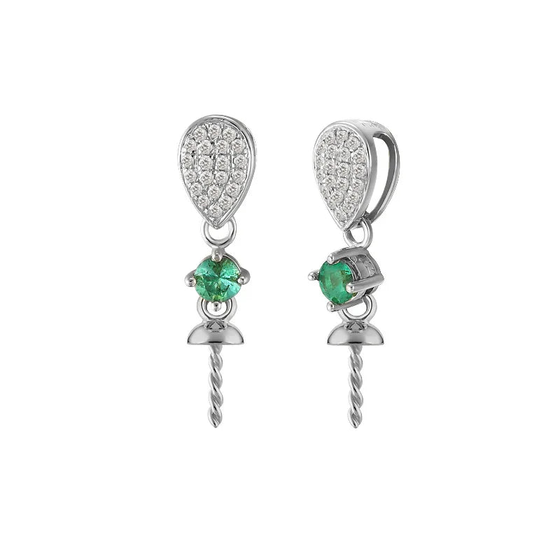 Natural Emerald White Gold Diamond Setting Semi Mount Gold 750 18k Mounting for Women