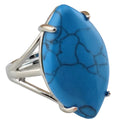 Silver Syn.Blue Turquoise Rings for Women Men Girls Horse Eye Custom Waterproof Jewelry Natural Stone Ring Engagement Rings