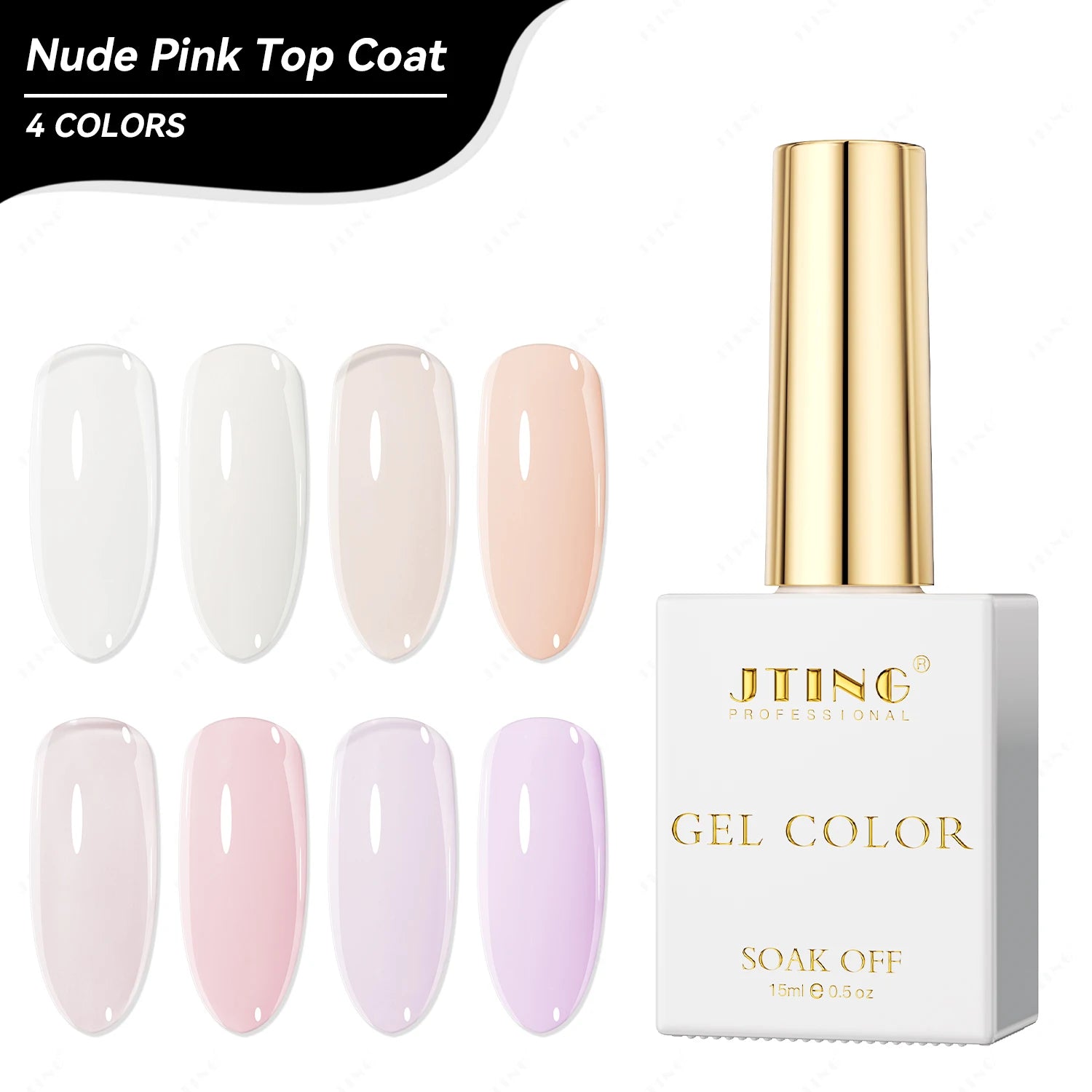 JTING 2024 New Trend 4colors Nude pink Top Coat 15ml Bottle Unique Pigment Nail Gel Polish ODM Custom Private Brand logo
