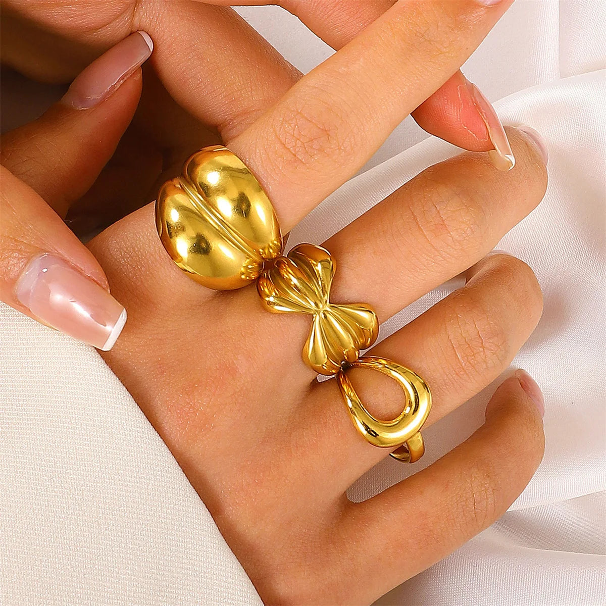Waterproof Stainless Steel Stackable Chunky Rings for Women Trendy Ladies Finger Ring Accessories on Hand Fashion Female Jewelry
