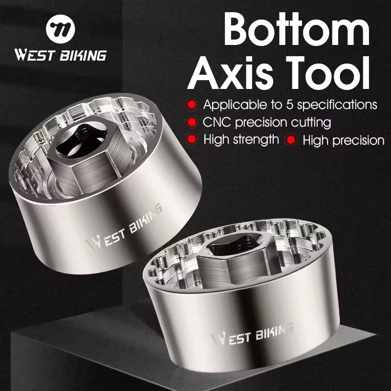 WEST BIKING New Cycling Road MTB Bike Apply Cage Glasses Key Repair Tool Capsule Store Bicycle 5-in -1 Bottom Bracket Tool