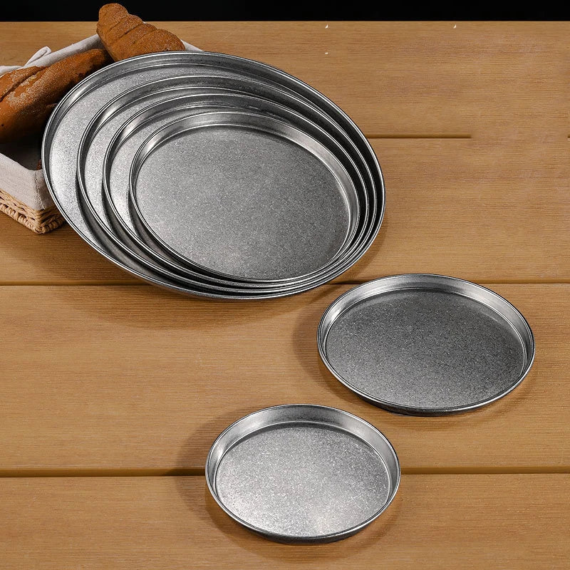 Vintage Stainless Steel Metal Dining Disc Round Bone Spitting Dish High Quality Shallow Tray Gold Silver Fruit Plate Tableware
