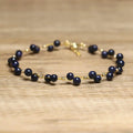 Personalized Beaded Bracelet for Women Jewelry Healing Handicraft Flower Wrapped Blue Sandstone Bracelets