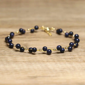 Personalized Beaded Bracelet for Women Jewelry Healing Handicraft Flower Wrapped Blue Sandstone Bracelets