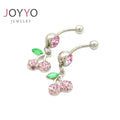 Rhinestone Cherry Belly Button Body Piercing Jewelry