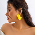 SHIXIN Bohemia Fashion Fabric Rose Flower Pendant Hoop Earrings for Women Kpop Colorful Earrings Party Jewelry Y2K Accessories