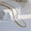 18K Gold Stainless Steel Pearl Beaded Freshwater Pearl Necklace Women Jewelry Necklace