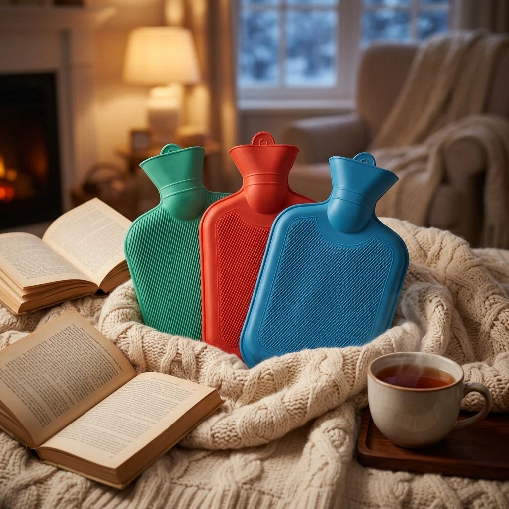 Natural Rubber Hot Water Bottle Winter Warmer with Soft PVC Reusable and Travel-friendly Capacity