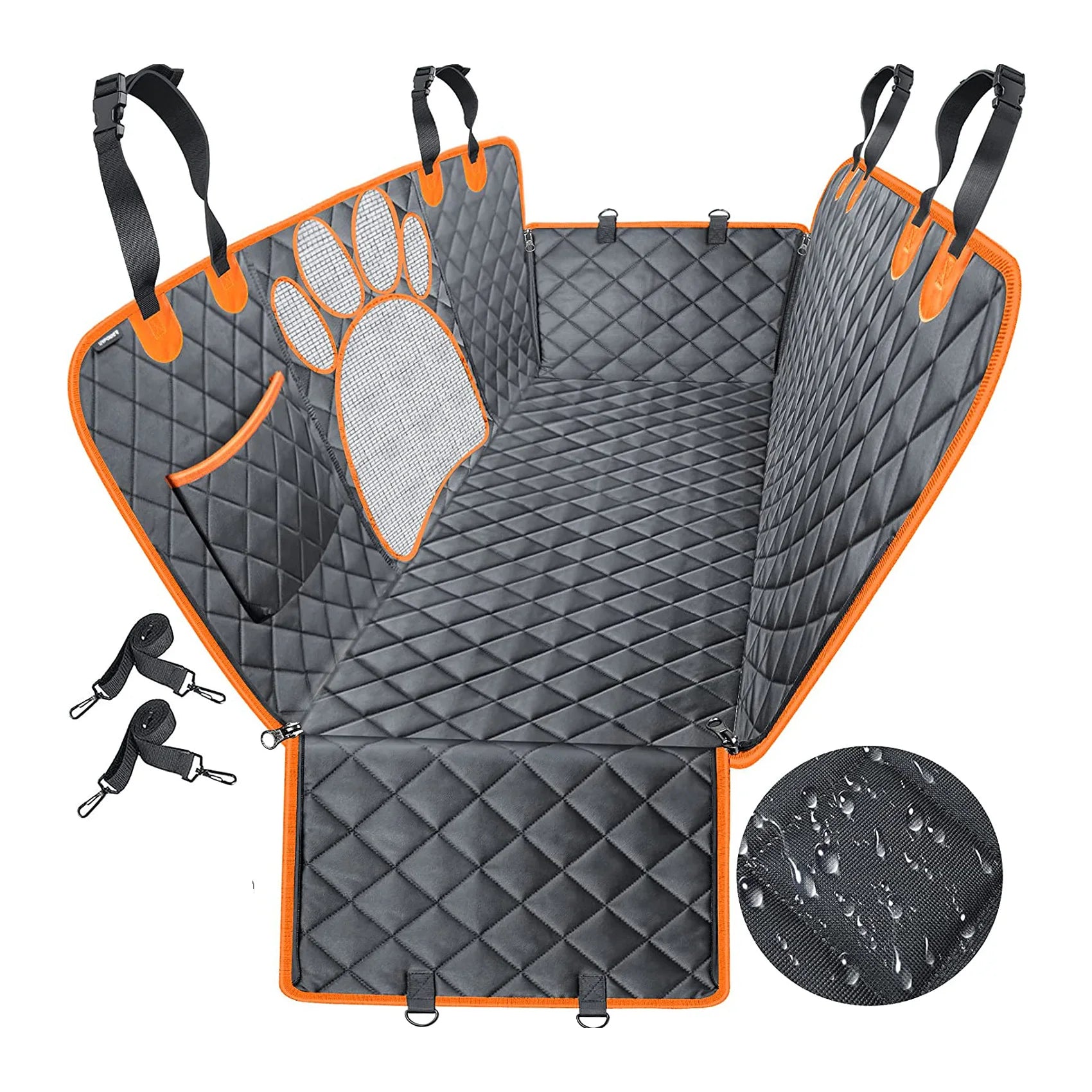 Dog Seat Covers with Mesh Visual Window 100% Waterproof Nonslip Pet Car Seat Cover for Back Seat Dog Hammock for Cars Truck SUVs