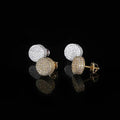 VEROMCA Geometric Gold Plated Brass Earrings Hip Hop Style Full Pave 3A Cubic Zirconia Flat Cylindrical Screw Back Jewelry