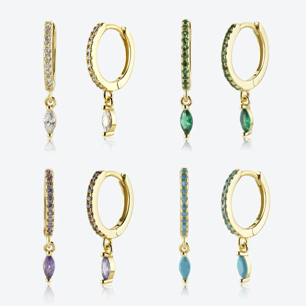 FUAMAY 925 Sterling Silver Minimal Earrings Oem Bohemian Geometric Zircon Gold Plated Drop Earrings for Women-Wedding & Party