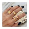 Dainty Stainless Steel 18k Gold Plated Band Stacking Ring Thick Couple Statement Ring Women Men