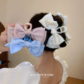 Elegant White Blue pink Chiffon Bowknot butterfly Knot Big Jaw Hair Clip Acrylic Matte Hair Claw Clip Shark Hair Jaw Clip
