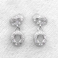 Sterling Silver 4*5mm Semi Mount Stud Eardrops Empty Support Blank Claws Setting S925 Base Without Center Stone for DIY Inlay