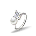 Hot Sale Wholesale Zircon Pearl Silver Opening Ring Resizable Rings for Women Jewelry 2021