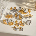 18K Gold Plated Baroque Love Heart Stud Earrings Unisex Stainless Steel Trendy Jewelry for Weddings Parties Engagements