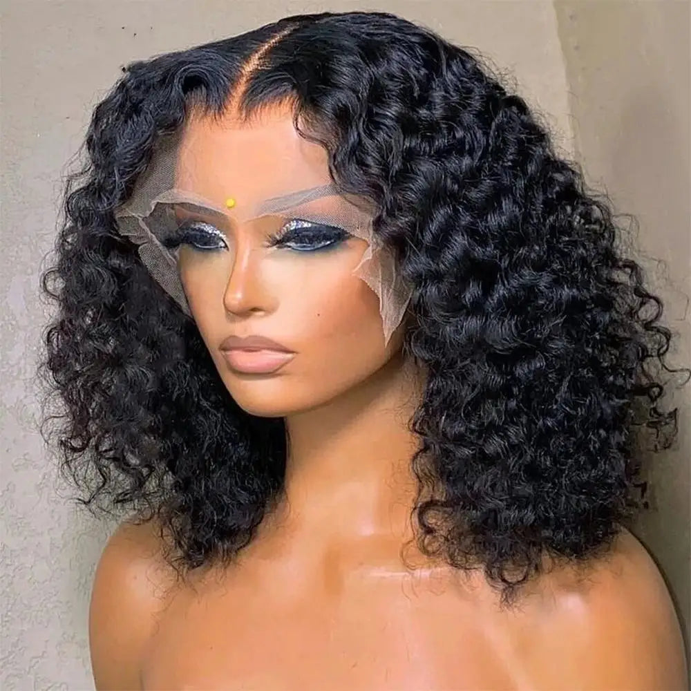 Short Straight Body Wave Remy Peruvian Human Hair Lace Front Wig Transparent HD for Lace 13x4
