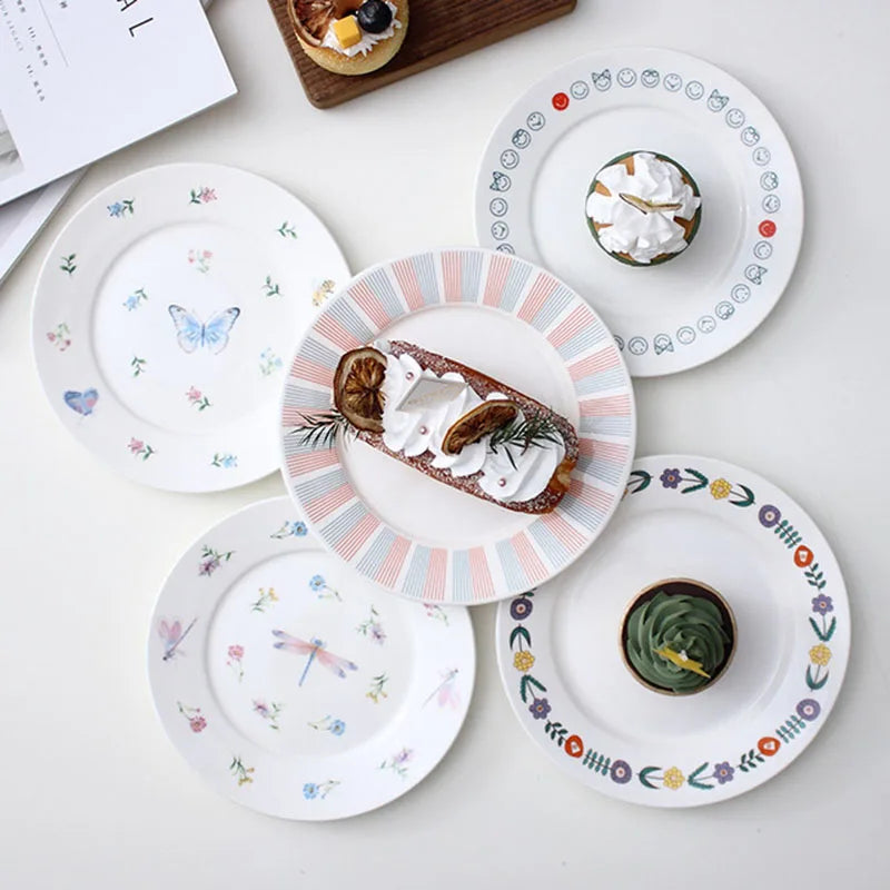 Ins Style Nordic Simple Dessert Plate Ceramic Plate Fruit Salad Plate Creative Dishes