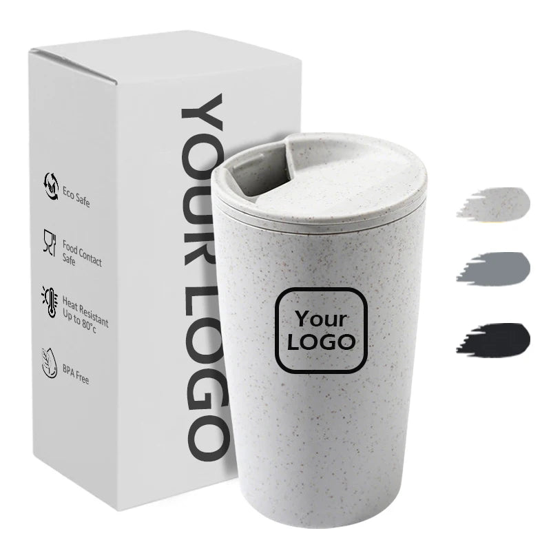 Logo Custom Wheat Straw Fiber Cup 500ml Reusable Unbreakable Beer Cup Camping Coffee Mug