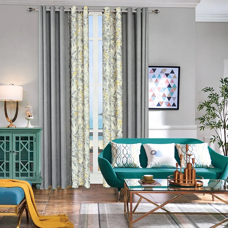 Curtains for Living Dining Room Bedroom Modern Bedroom Cortinas Para Sala Simple Polyester Cotton Printed Curtain