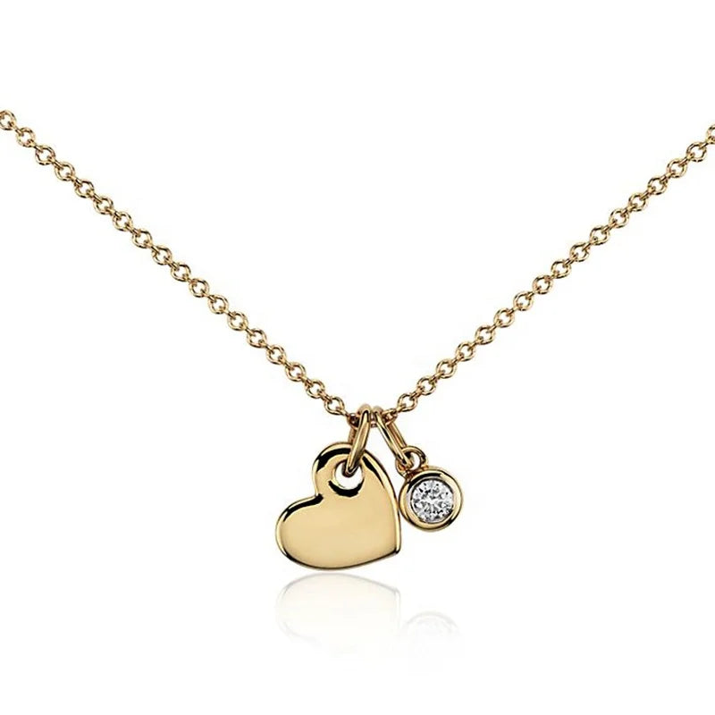 Milskye Custom Jewelry 18k Gold Sterling Silver Round Zircon love Heart Pendant Necklace