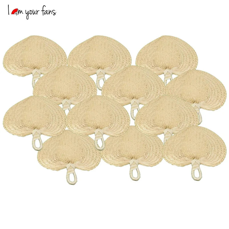2022 Rural Folk Custom Handmade Weaving Palm Leaf Blades Portable Cooling Natural Fiber Rattan Hand Fan