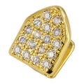 Hip Hop Bling Single Tooth Grillz Gold Plated Micro Pave Cz Zircon Rapper Grills for Teeth Cap Body Jewelry