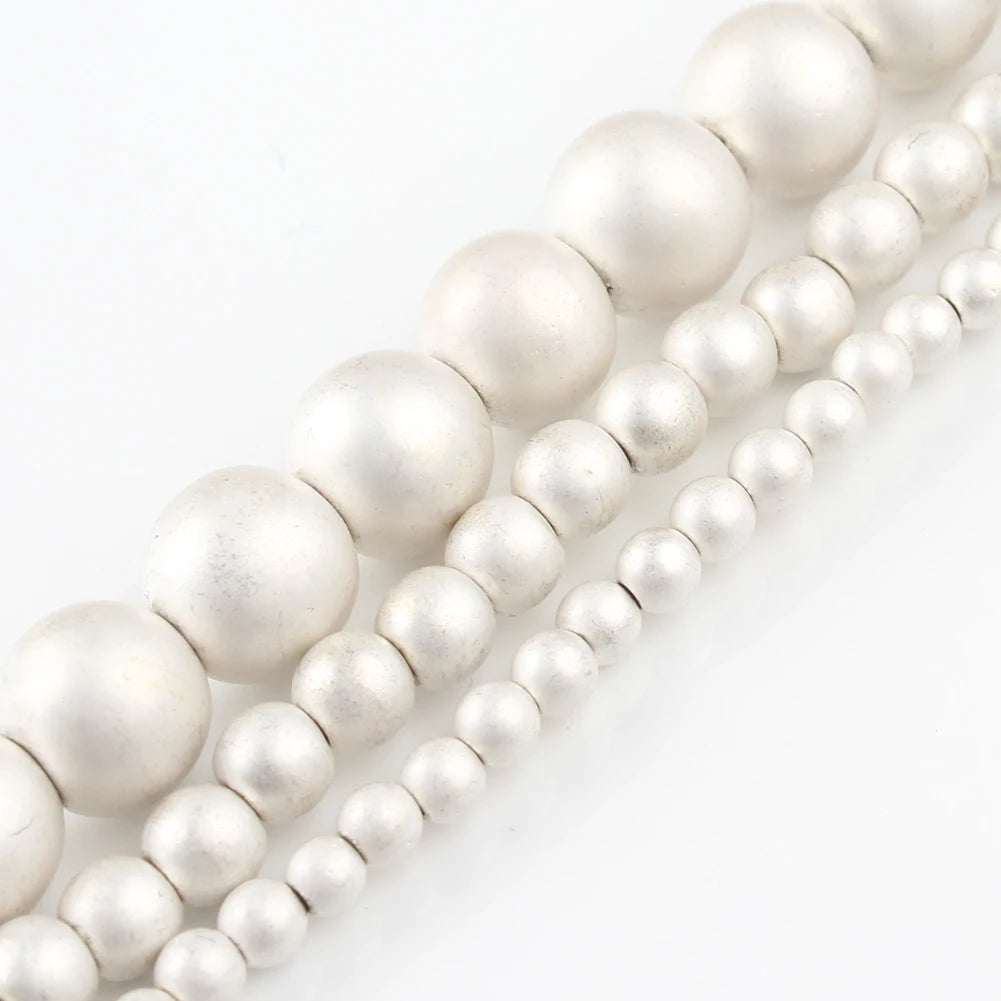 Wholesale Silver Color Matte Hematite Stone Beads Semi-Precious for Jewelry Making