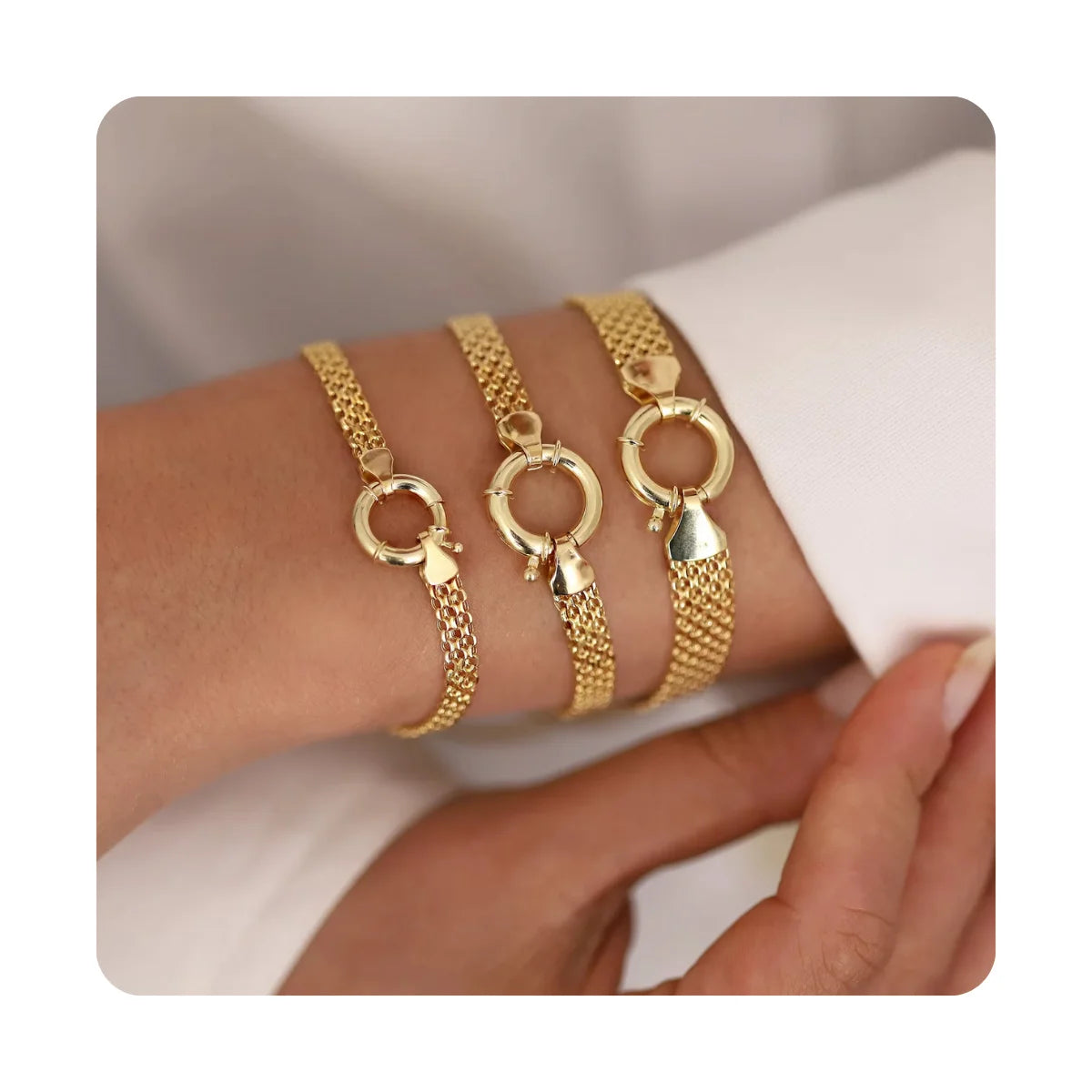 Waterproof Bijoux Non Tarnish Stainless Steel Carabiner Clasp Mesh Chain Bracelet Sailor Lock Bracelets for Jewelry Making