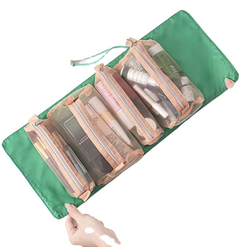 Detachable Cosmefic Bag 4 in 1 Removable Portable Toiletry Hanging Makeup Bags Organizer Bathroom Roll up Travel Toiletry Bag