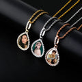 New One Custom Made Drop-Shaped Medal Charm Photo Roundness Geometric Zircon Brass Gold Plated Unisex Hip Hop Pendant