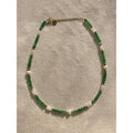 Handcraft Beaded Necklace Jewelry Freshwater Pearl Charm Green Gemstone Beaded Choker Necklace