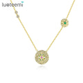 LUOTEEMI Fashion Luxury Flower Shape Chian Necklace Cubic Zircon Women Gold Charm Necklace