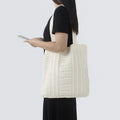 2025 Summer Autumn Winter New Stylish Minimalism Portable Polyester Tote Bags Women Durable Snow White Knitted Crochet Large