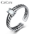 CZCITY Adjustable Zirconium Zirconia Jewelry Twin Luxury Zircon 925 Woman Fashion Finger Stone Design Chain Style Ring