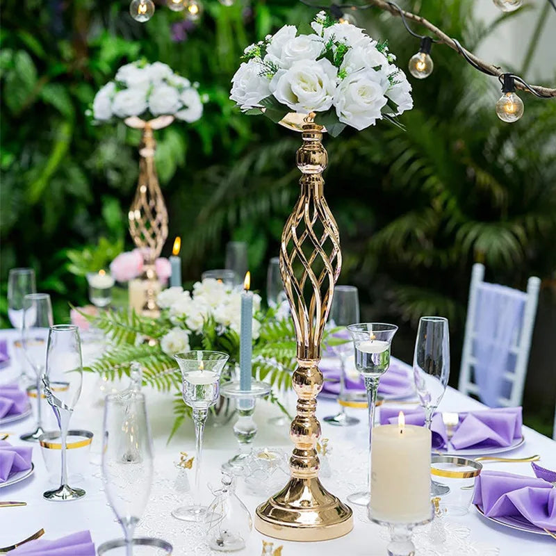Wedding Props European Electroplating Gold Candlestick Wedding Decoration Flower Stand