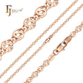 FJ Fallon Fashion Jewelry Marquise Keyhole Snail Link Half Sunburst Chain Plated in Rose Gold Brass Based
