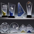 Custom Business Gift Solid Momentoes Metal Crystal Glass Acrylic Award Trophy Blank with Wooden Base Crystal Trophy