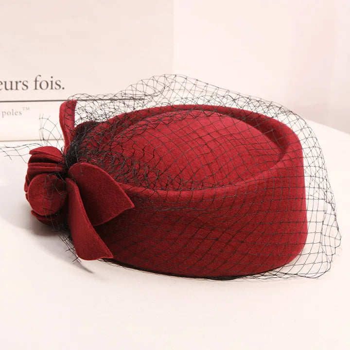 Good Quality Custom Red Vintage Floral Embroidery Daily Life Women's Lace Beret for Ladies
