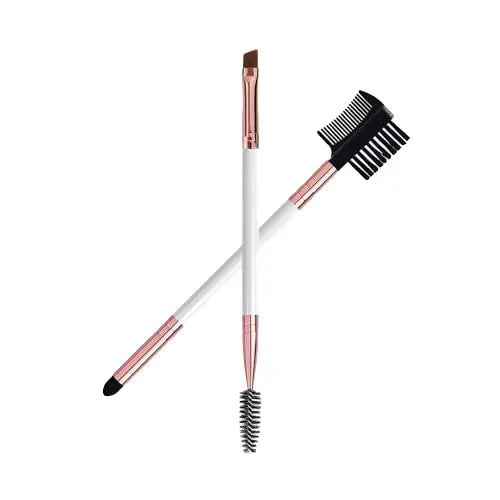 Wholesale Fine Flat Angled Rose Gold Eyebrow Bamboo Makeup Brushes Private Label Logo Thin Wood Eye Shadow Foundation
