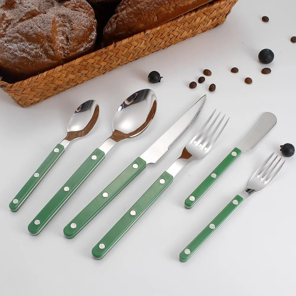Novel Rivet Flatware Flatware Gordon Ramsay Set Stainless Steel 304 Flatware ABS Plastic Handle Eco Friendly Cutlery