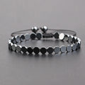Hot Selling Cheap Unisex Black Small Hematite Bead Handmade Men Jewelry Elastic Bracelet