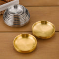 Korean Double Layer Hot Pot Bbq Restaurant Stainless Steel Small Side Dish Gold and Silver Custom Logo Sauce Dipping Bowl