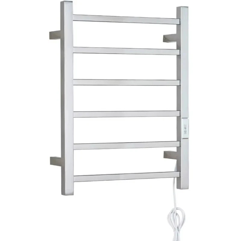 Square Towel Warmer Chrome Electric Heated Towel Rack Bathroom Wall Mount Towel Heater