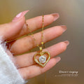 Luxury Minimalist Gold Plated Stainless Steel Heart Necklace Sparkling Zircon Cz Heart Pendant Necklace Gifts Jewelry