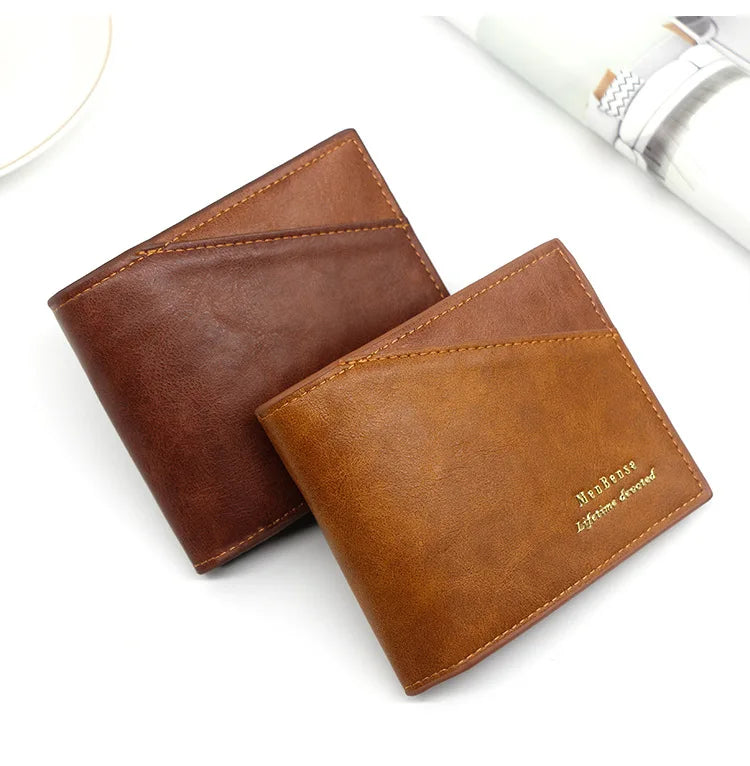 MenBense New Men's Wallet Men's Short Splicing Pu Wallet Direct Supply From Manufacturer
