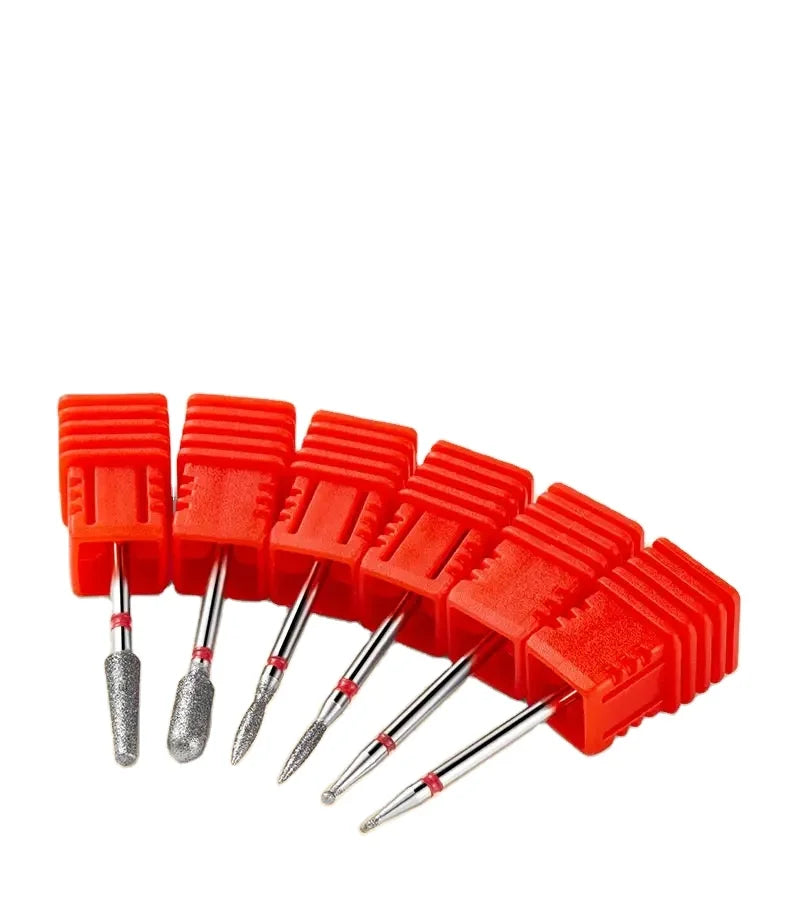 6pcs Cuticle Care Diamond Drill Nail Tool  F-sand 3/32" Milling Cutter for Quick Nail Polish Removal