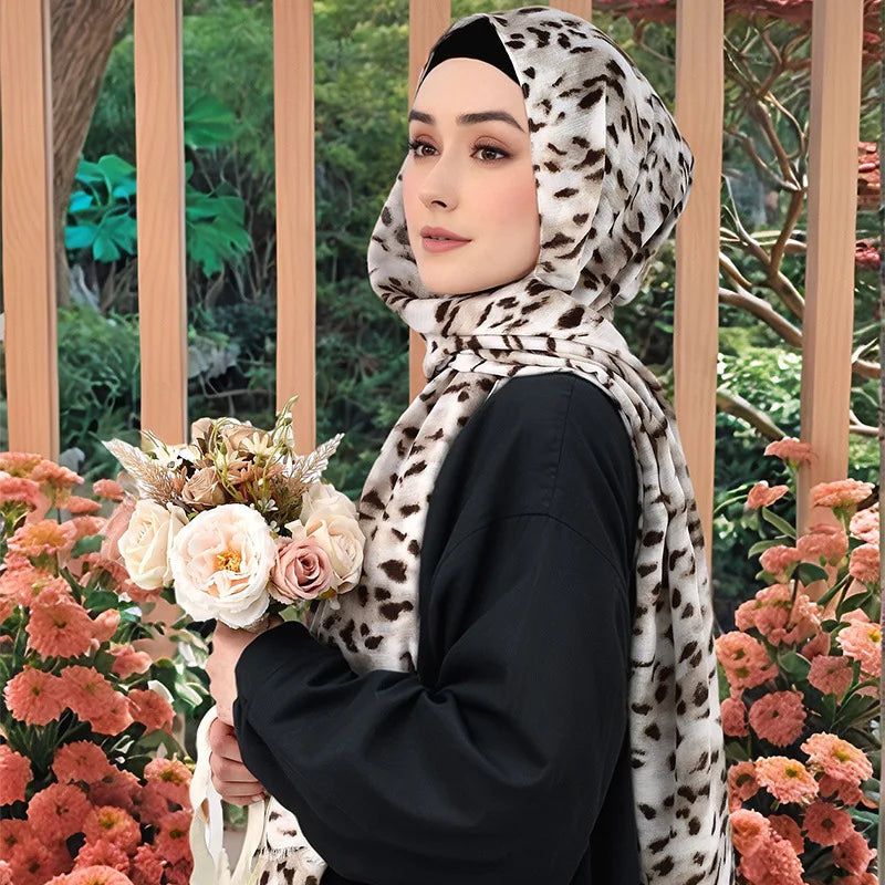 180*90cm Ladies Ethnic Fashion Cotton Scarf Shawl with Leopard Print Fashionable and Stylish Scarves and Shawls